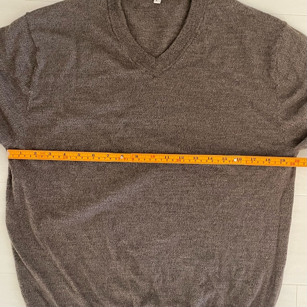 100% Extra Fine Merino Wool Knit Sweater V-Neck Gray Brown Turnbury, L - Picture 12 of 16